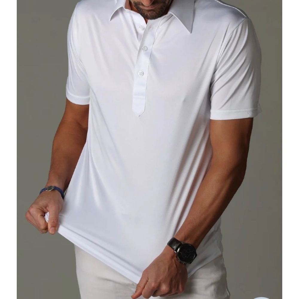 Collars & Co Men Size 3XL Polo Shirt White English Spread Collar Performance NEW - Picture 10 of 10